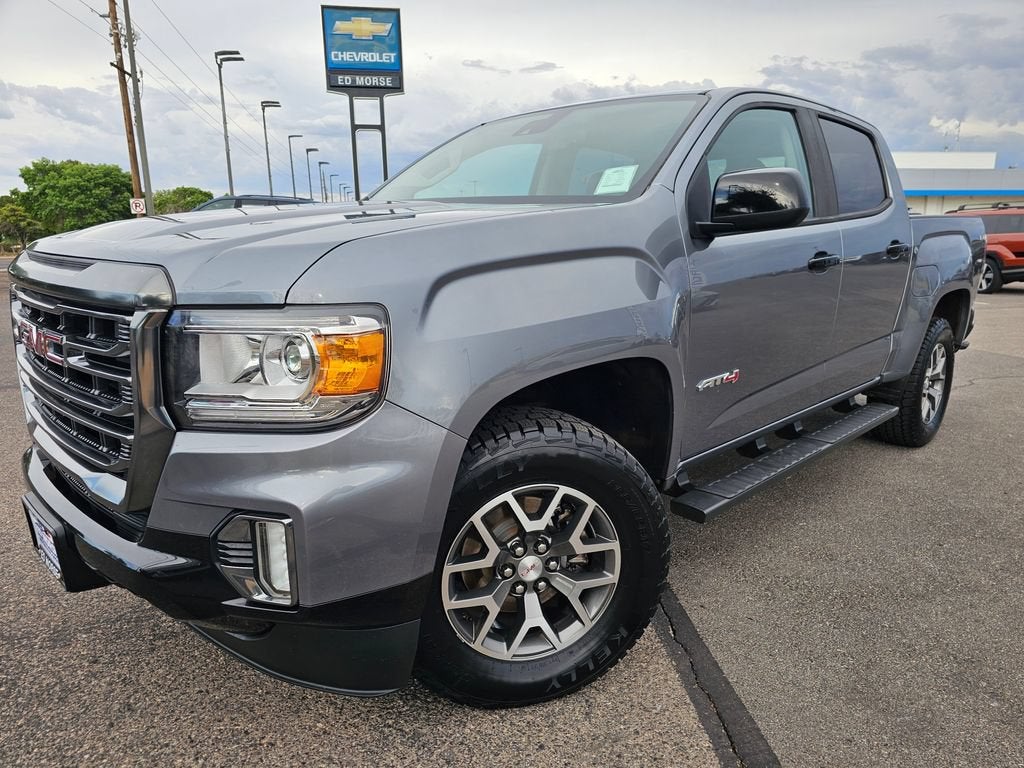 2022 GMC Canyon AT4 - Leather in Satin Steel Metallic — front three-quarter view