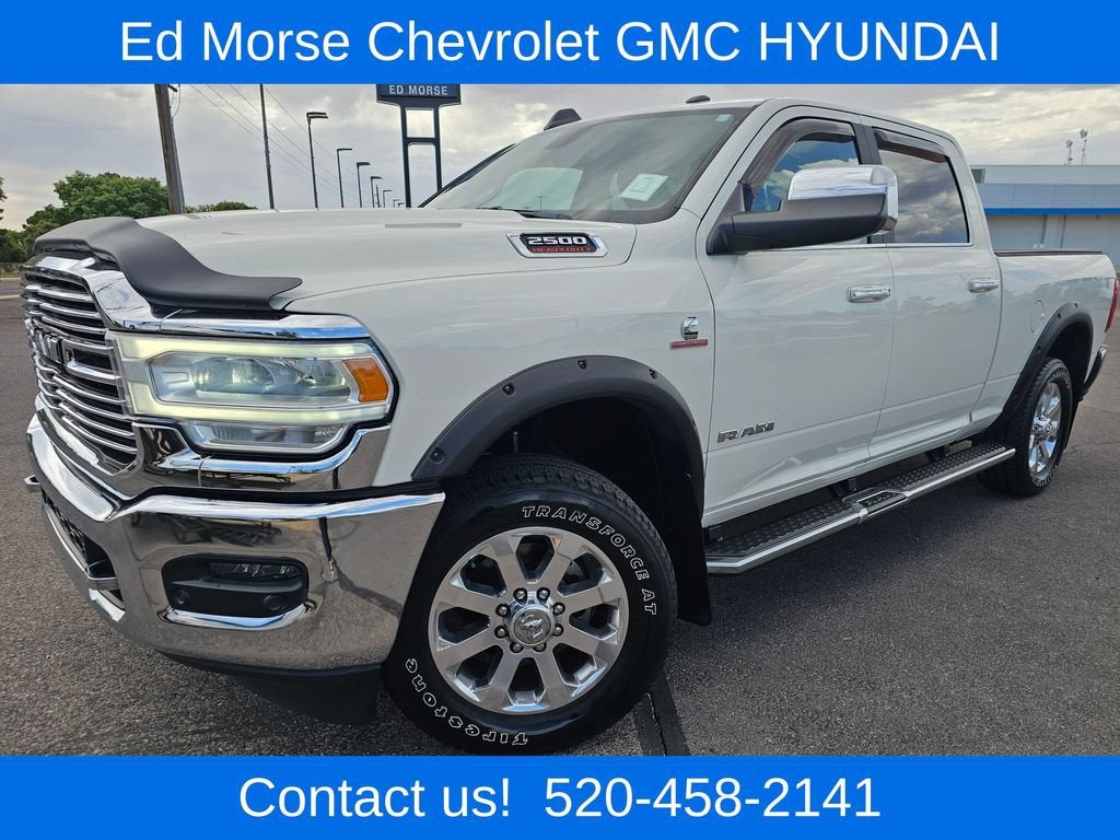 2020 RAM 2500 Laramie Crew Cab 4x4 6'4" Box in White — front three-quarter view
