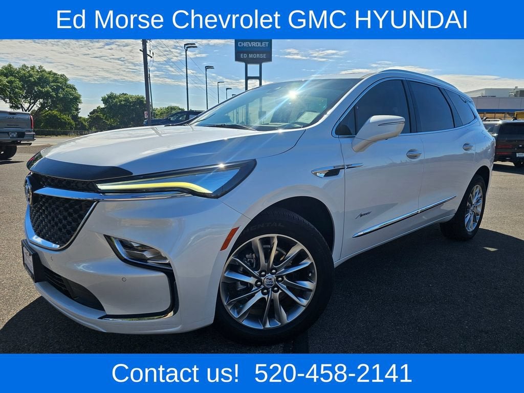 2023 Buick Enclave Avenir in White Frost Tricoat — front three-quarter view
